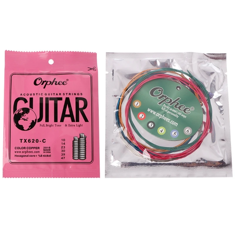 

Orphee TX620-C Colorful Acoustic Guitar Strings Extra Light 010-047''