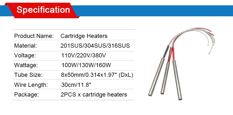 Ljxh aquecedor elétrico de cartucho, 8x5 0mm