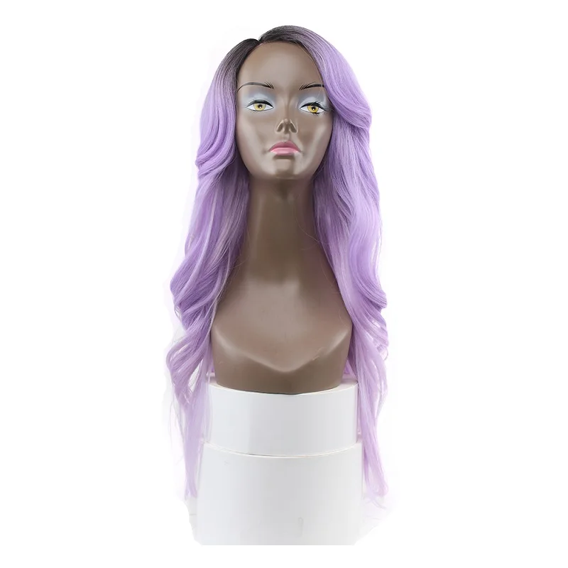 Alinova Body Wave Synthetic Hair Wigs Lpart& Lace Front Synthetic Lace Front Wig For Black Women 150% Density - Color: T4 PURPLE