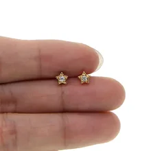 4-5 мм супер мини маленькая звезда серьги-гвоздики с одинарным 1 cz второй гвоздики милые девушки шпильки