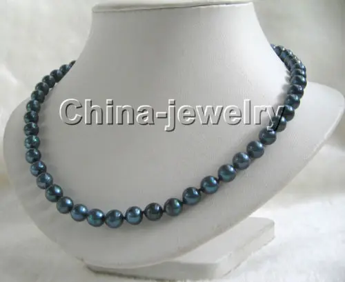 

Free shipping >>>>>17" 7.5mm round peacock green akoya pearl necklace