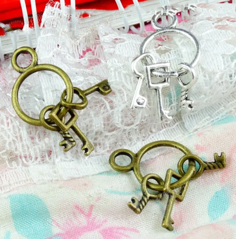 6PCS Circle12MM Antique Bronze Keychain Charms Pendants Handmade