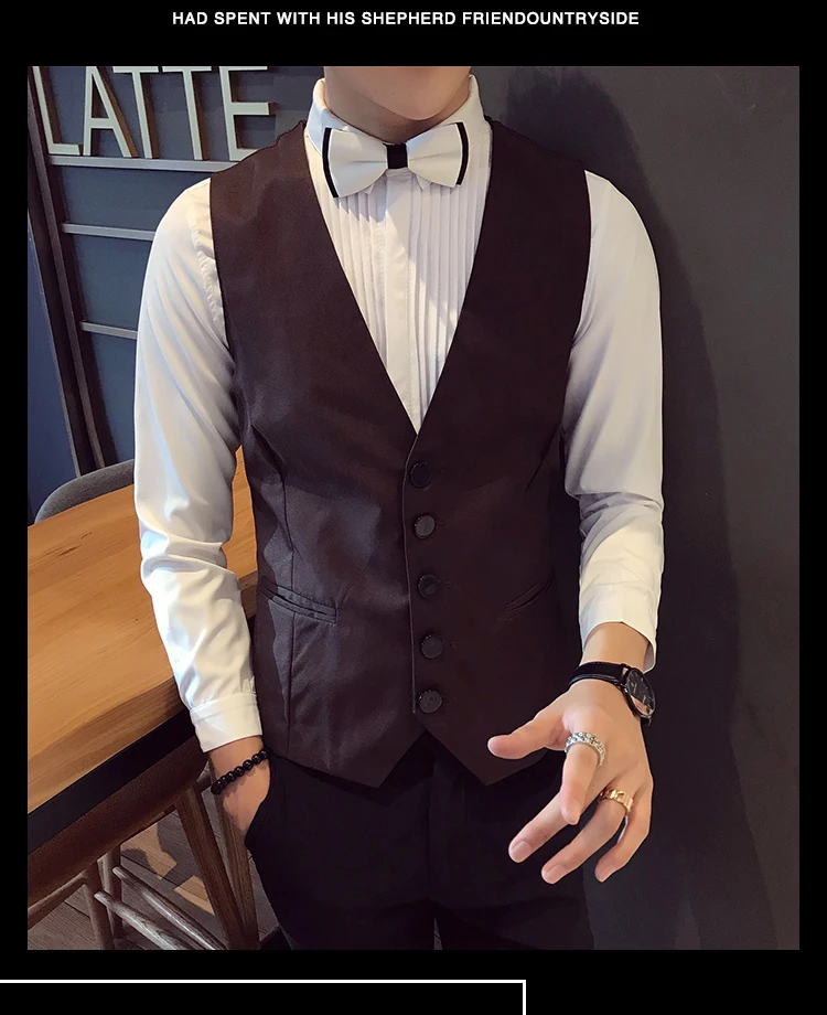 YASUGUOJI умный Повседневный однобортный костюмные жилеты сплошной цвет slim fit v-образным вырезом жилет мужской деловой жилет