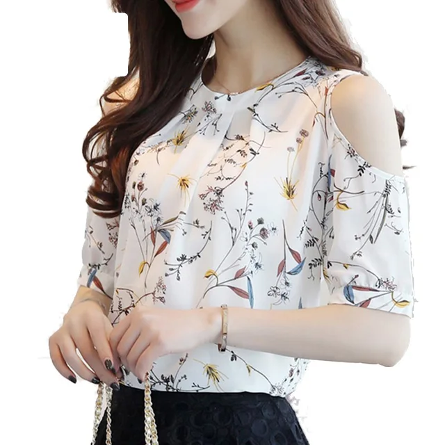 2018 verano estilo Floral camisa para mujer elegante