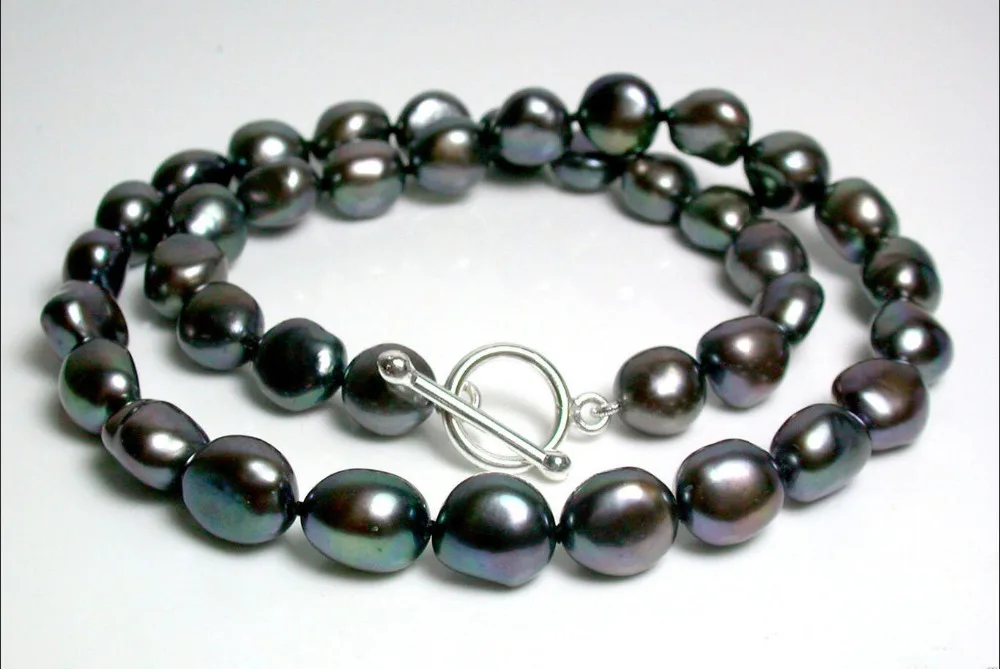 

FREE SHIPPING>>>@@ > Hot sale new Style >>>>>10-11mm AAA baroque black freshwater pearl necklace