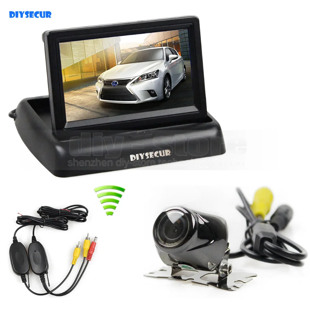 DIYSECUR Wireless 4.3 Inch Car Reversing Camera Kit Back Up Car Monitor