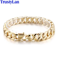 Браслет TrustyLan золотого цвета, мужской модный Байкерский браслет на цепочке, ювелирный браслет, мужские стальные браслеты, браслеты,, Прямая поставка, подарок