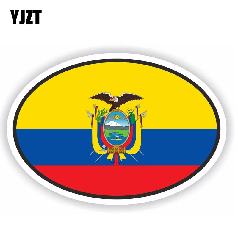 

YJZT 11.8CM*8CM Personality ECUADOR Flag Oval Reflective Motorcycle Helmet Decal 6-1760