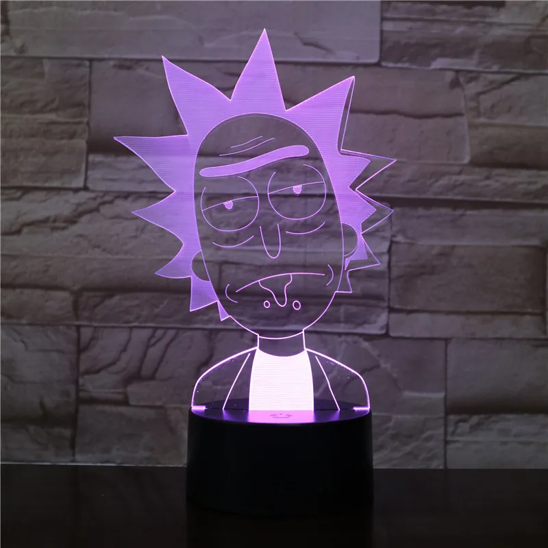  3d Led Night Light Rick and Morty for Kids Bedroom Decorative Light Cool Baby Child Nightlight Gift - 33039663522