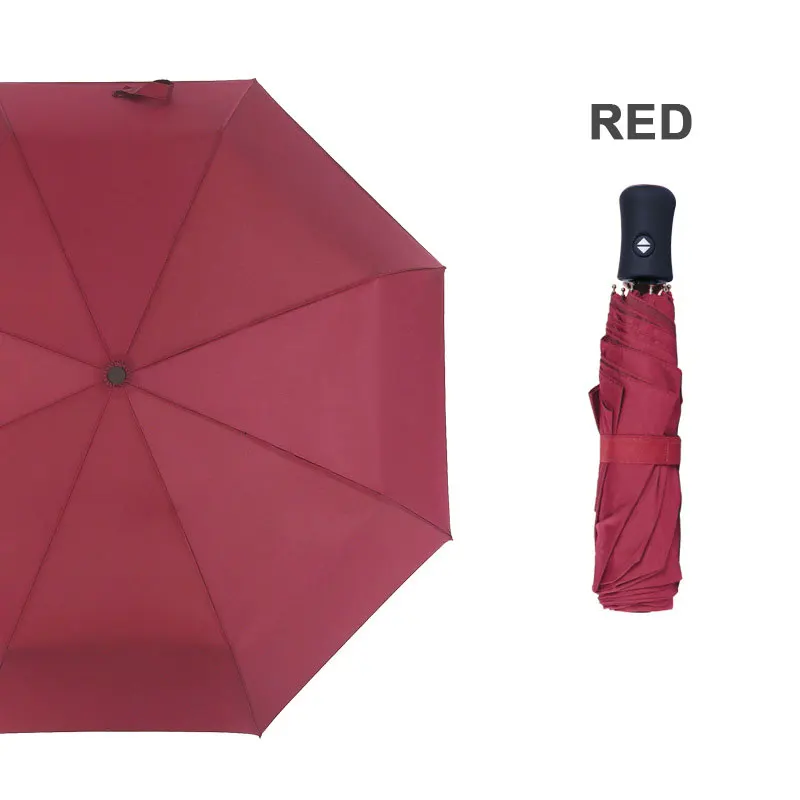 Fancytime автоматический зонт от дождя для женщин и мужчин 3 Складная Лампа и прочный автомобильный Зонт от дождя Детские дождевые солнечные зонтики - Цвет: red