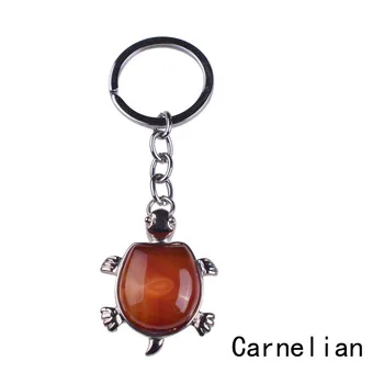 latest turtle key ring fashion animal tortoise metal crystal agate semi precious stones Christmas gifts to girls and boys