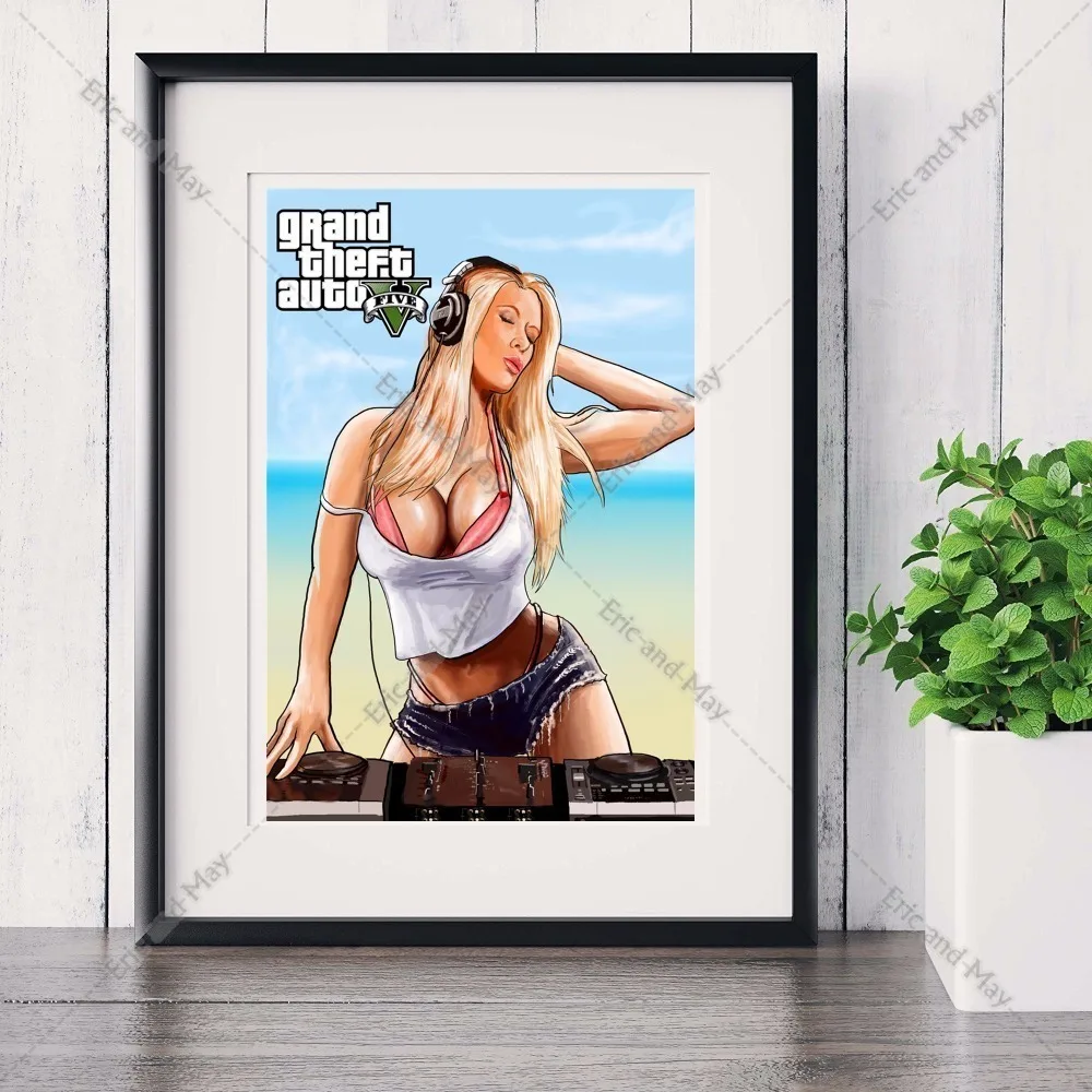 GTA 5 сексуальная девушка произведение искусства холст искусство печать живопись плакат Настенные картины для украшения дома украшения спальни без рамки картина