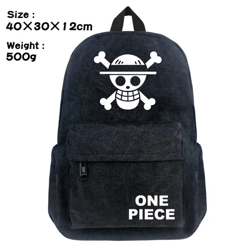 Anime One Piece School Backpacks Unisex One Piece Law Black Canvas 