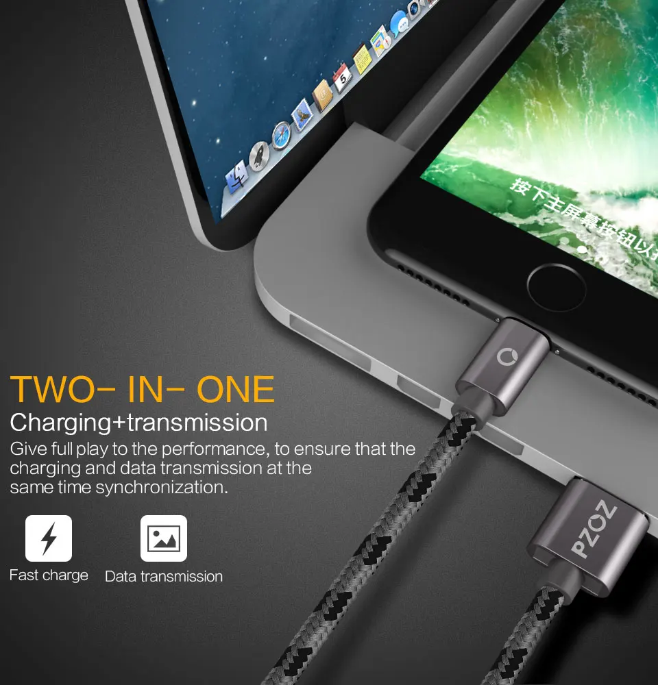 PZOZ USB кабель для apple iphone Xs MAX 6 plus 7 6s X 5 se ipad mini USB кабель передачи данных для быстрой зарядки шнур 8 Pin Кабели для мобильных телефонов