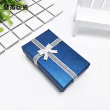 Горячая Распродажа 48 шт./партия Темно-синяя шкатулка для ювелирного ожерелья 5x8x2,5 см бумажные серьги с бантиком для украшений ожерелье s упаковочные коробки