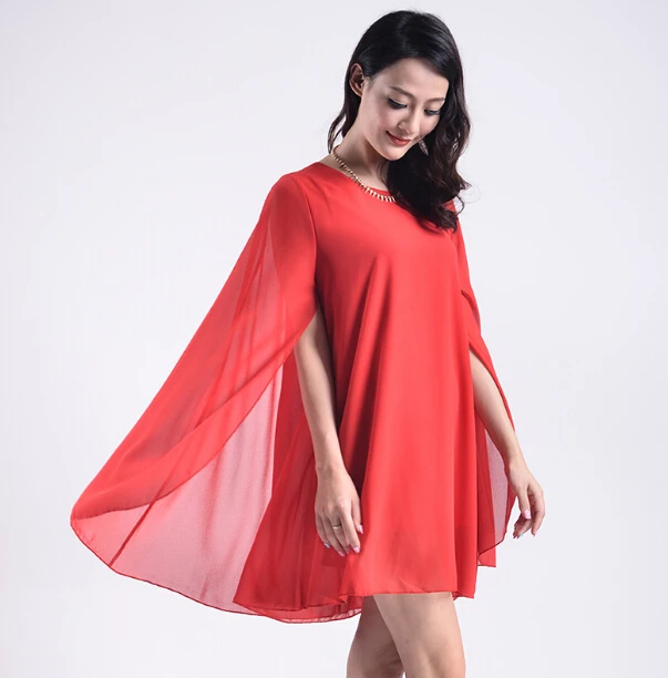 Женское шифоновое платье с рукавом летучая мышь Размеры S 4XL 5XL 6XL|dresses parties|clothing for