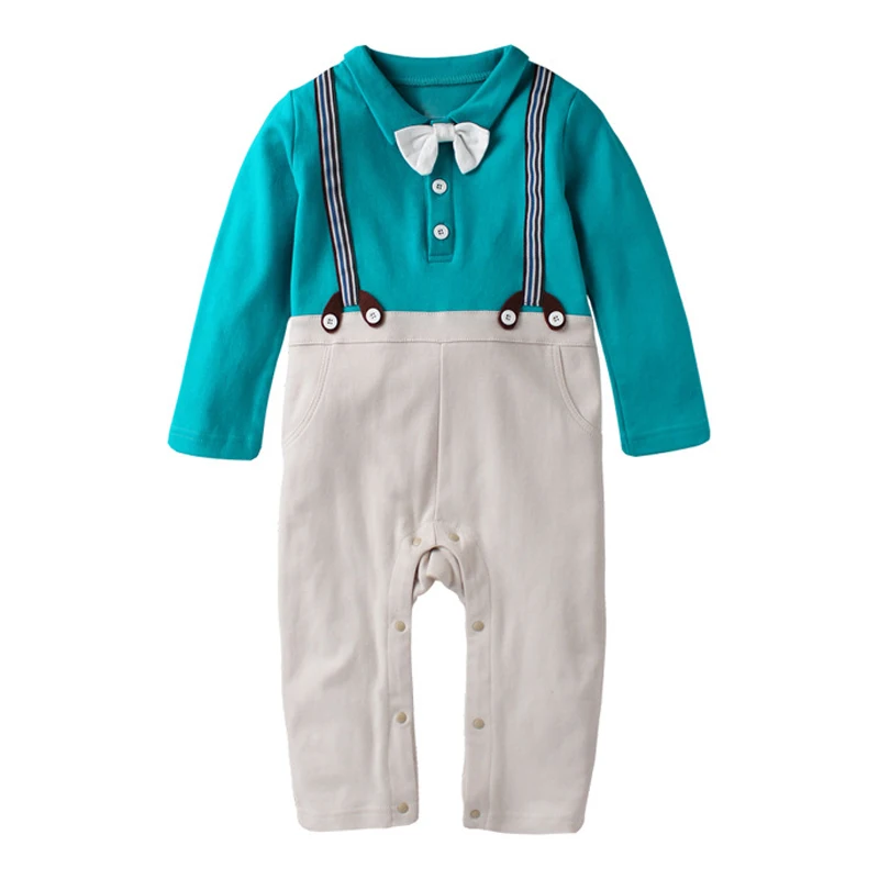 Baby Toddler Kids Boys Clothes Cotton Fake Two Pieces Gentleman Outfits