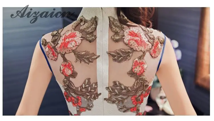Перспективное Сетчатое сексуальное платье Чонсам с открытой спиной и вышивкой, длинное белое традиционное китайское Восточный вечер, винтажное Qi Pao