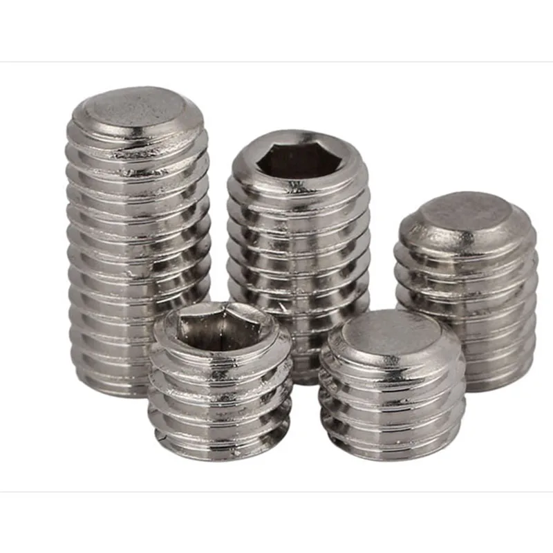 

M3 M4 M5 304 Stainless Steel Flat End Set Screws Hexagon Socket Head Screws Machine Meters Top Wire 50 Pcs