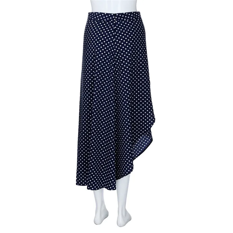 New Fashion 2018 Summer style skirts womens casual High Waist Plus Size Dot Waist Slit Long Skirt Sexy Uniform Femme Saia Y04#N (5)