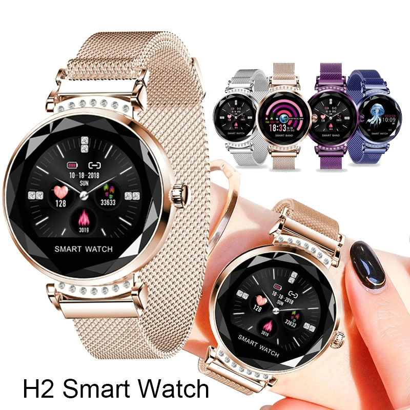  Newest Fashion H2 Smart Watch Women 3D Diamond Glass Heart Rate Blood Pressure Sleep Monitor Best G - 33036022258