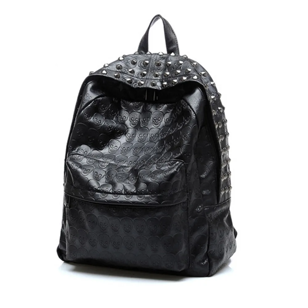 

Steelsir 2017 New Arrival Personality Men And Women Skull Black Rivet Backpack Gothic Leather Casual Travel Backpack