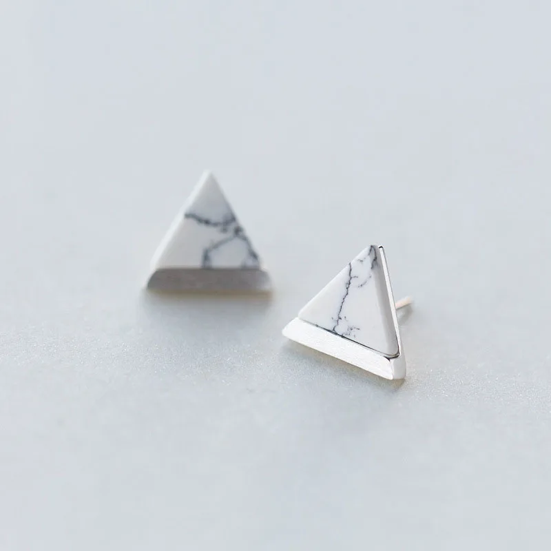 

Geometric Triangle Created Tophus 925 Sterling Silver Studs Earrings