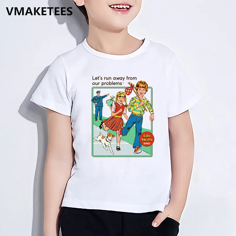 Забавная футболка для девочек и мальчиков с героями мультфильма «История ужасов»; детская футболка с принтом «Демон, смерти», «Страшный злой сатанин» и «Грим»; одежда для малышей; HKP2439