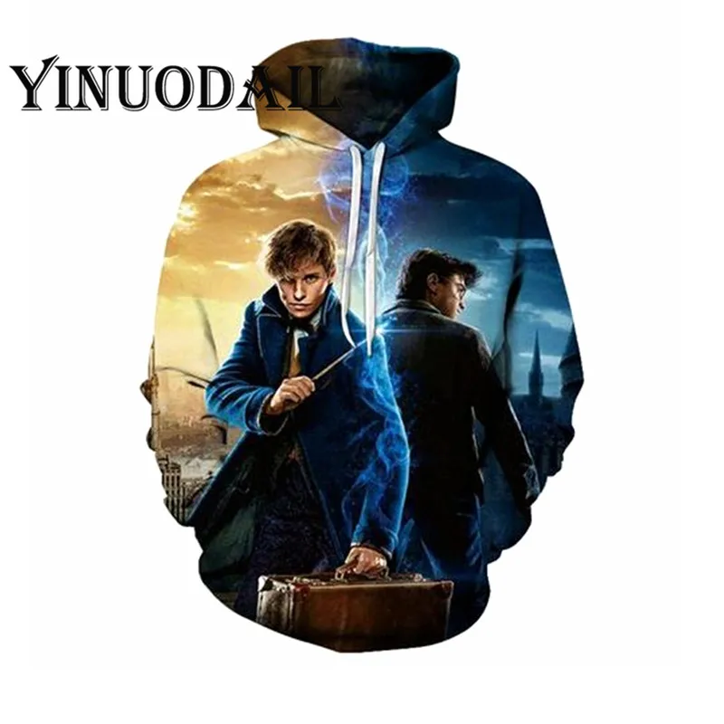 

Wizardry 3D Printed Hoodie with Pocket Ravenclaw Gryffindor for Sweatshirt Hip Hop Hoodies Men Harri Potter Harajuku Top