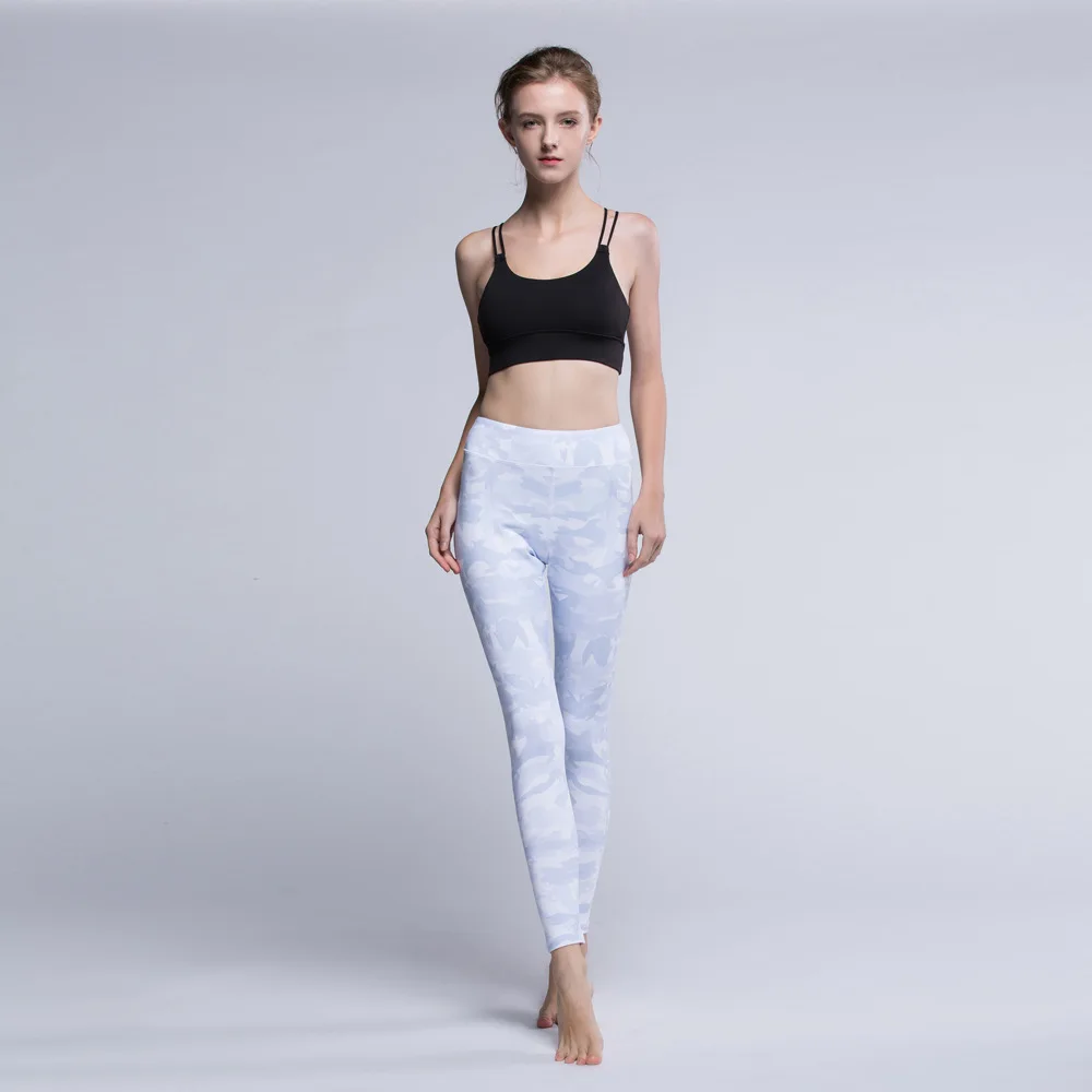 Women White Yoga Pants High Elastic Fitness Leggings Tights Slim Sports