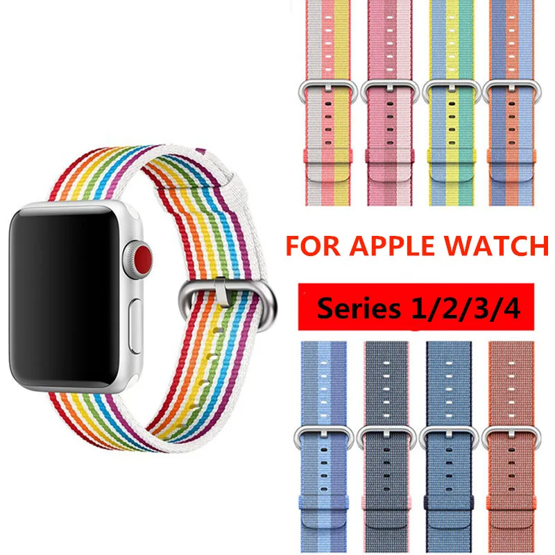

40mm 44mm Woven Nylon Strap Band For Apple Watch 4 Fabric Stripe Bracelet Belt Straps Watchband 38mm 42mm for iWatch 4/3/2/1