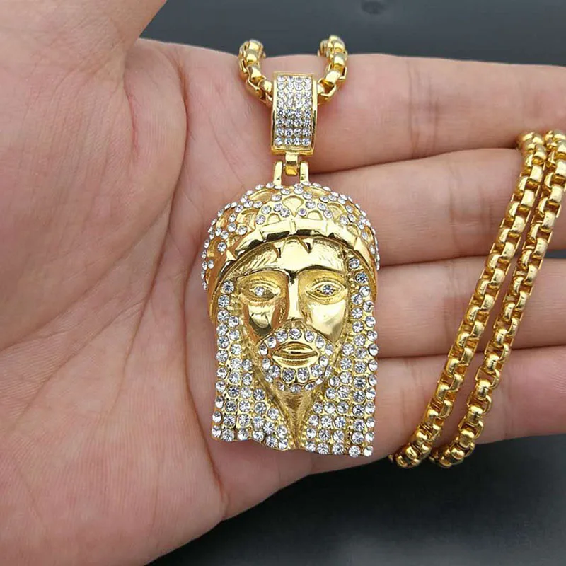Jesus Piece Men Pendants Necklaces Gold 316L Stainless Steel Hip Hop
