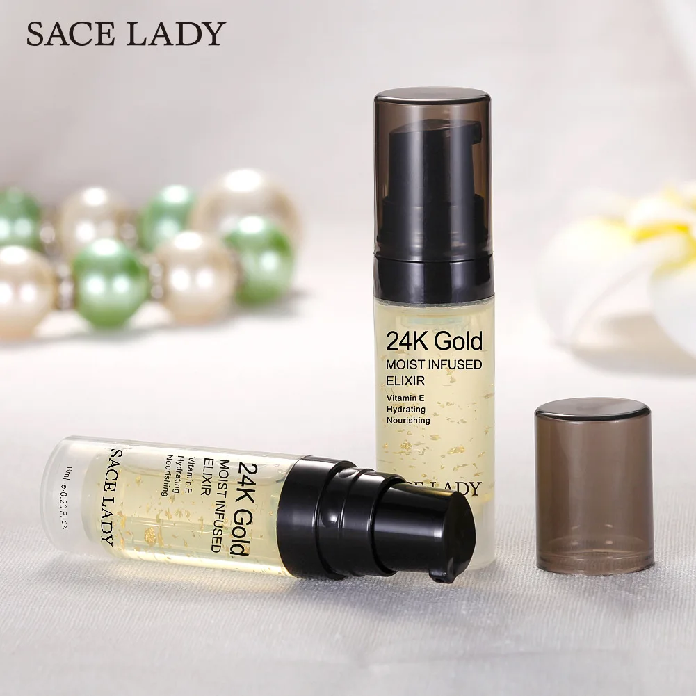 

SACE LADY 24KGold Elixir Oil for Face Makeup Primer Professional Moisturizing Make Up Base Foundation Primer Pores WholesaleTSLM