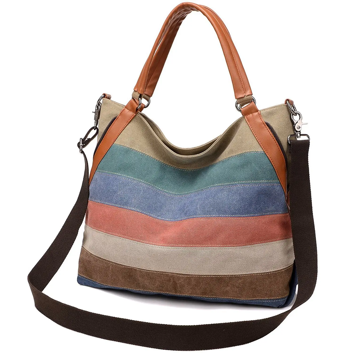 ABDB Women's Canvas Multi Color Hobos Shoulder Bag Tote Handbag (Multi