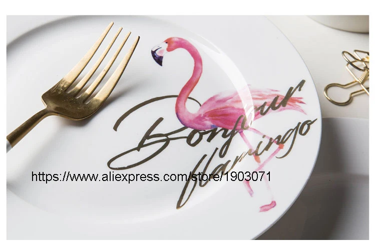 Фламинго Творческий Procelain тарелки Посуда десерт торт 8 дюймов костяного фарфора блюда стейк Кондитерские Свадебные украшения