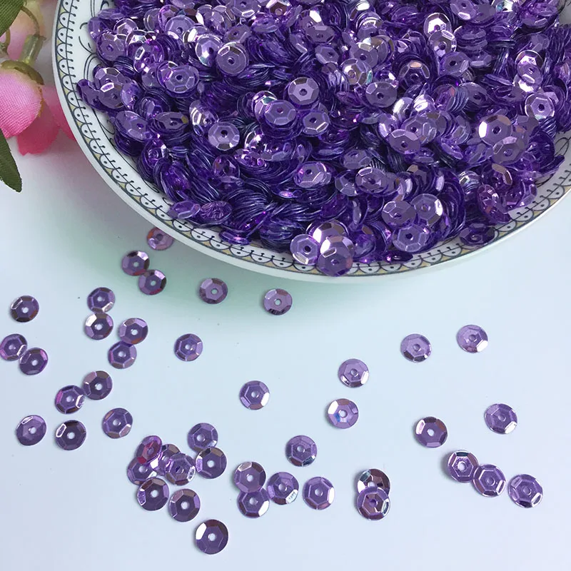 50g 5mm Cup Sequins for Craft Light Purple Round Loose Sequins