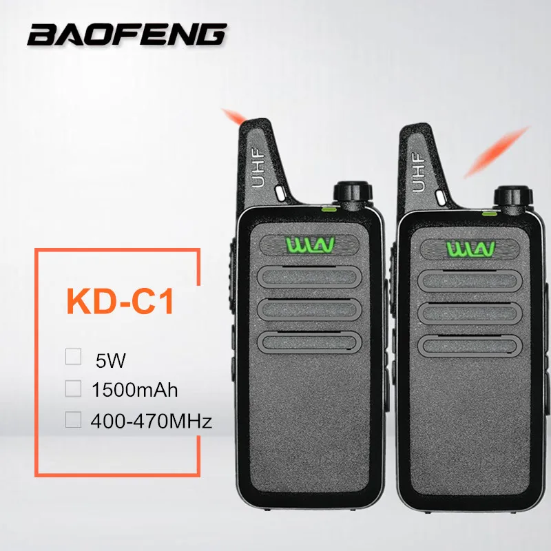 

2PCS Walkie Talkie WLN KD-C1 Kids Mini Ham CB Radio Station UHF400-470MHz HF Transceiver Woki Toki USB Charger BAOFENG BF-T1