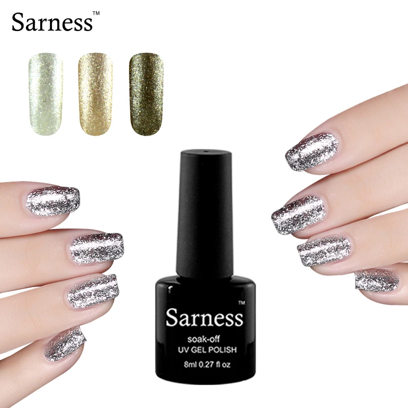 

Sarness Platinum Nail Gel Polish Semipermanente Shining Uv Gel Paint Diamond Glitter Nail Art Varnish Platinum Gel Nail Polish