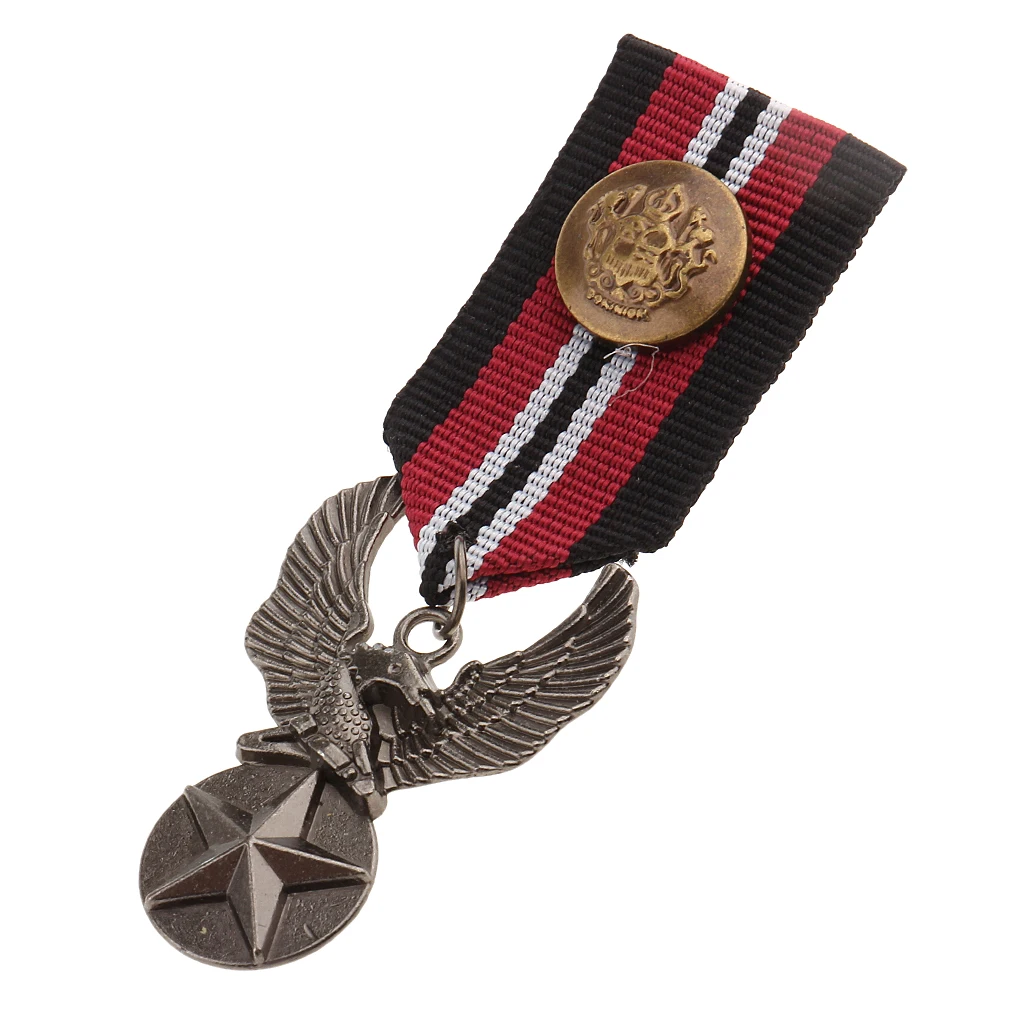 Alloy Brooches Vintage Men Uniform Medal Star Eagle Ribbon Brooch Streampunk Gothic Brooches Badge for Men 