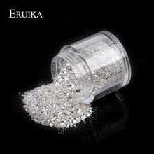ERUIKA 1 коробка порошок сверкающие Серебристые Блестки для дизайна ногтей хромированный пигмент для ногтей Пылезащитный Набор для украшения своими руками Стразы инструменты для дизайна ногтей