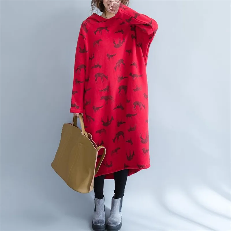 

Oversized 2019 Autumn Women Casual Long Hoodies Sweatshirt Coat Pockets plus size Print Outerwear Hooded Jacket Tops