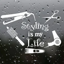Sex Girls Lady Hair Salon Tools Wall Sticker Hair Cutting Wall Decal Hairdressing Shop Window Decoration
