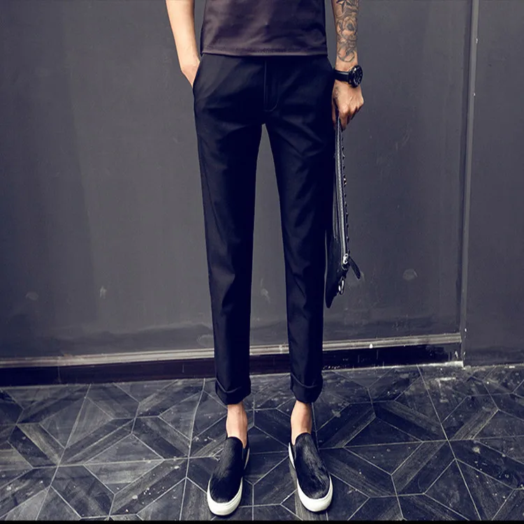 

New 2017 Summer Men Black Casual City Street Hip Hop Student Teenager Pencil Pants Men Ankle Length Pants Slim Fit trousers