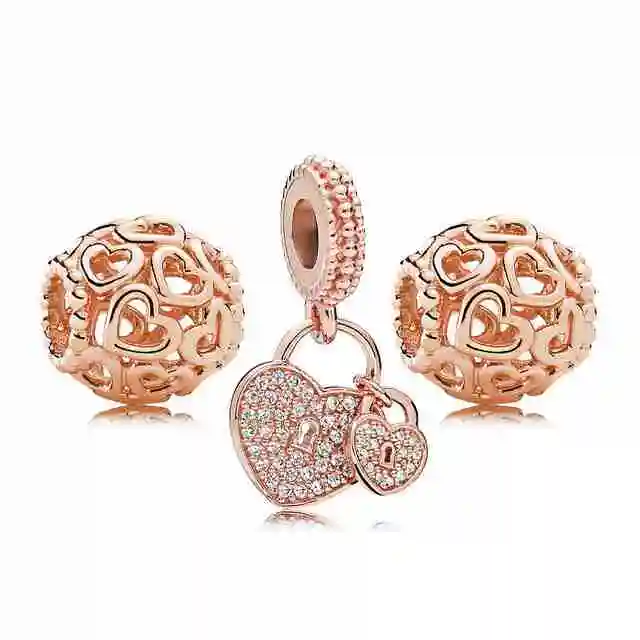 

Kristie 100% 925 Sterling Silver Rose Open Your Heart Pack Beads fit charms original Bracelets Free Shipping