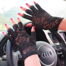 Весенние и летние женские тонкие кружевные полуперчатки женские перчатки для водителя с защитой от солнца сексуальные перчатки без пальцев