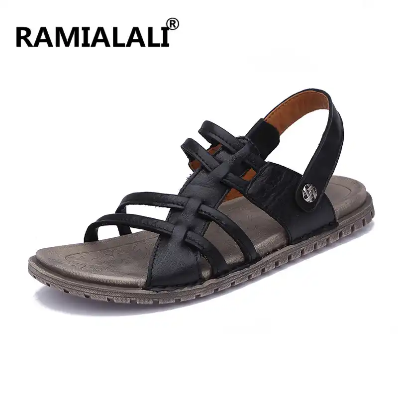 mens casual sandals leather