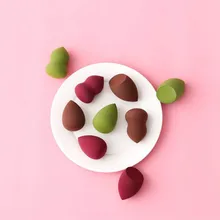 10 шт., косметическая губка для лица, гладкая косметика, мягкая основа, многослойные губки, косметическая пуховка, капельки воды