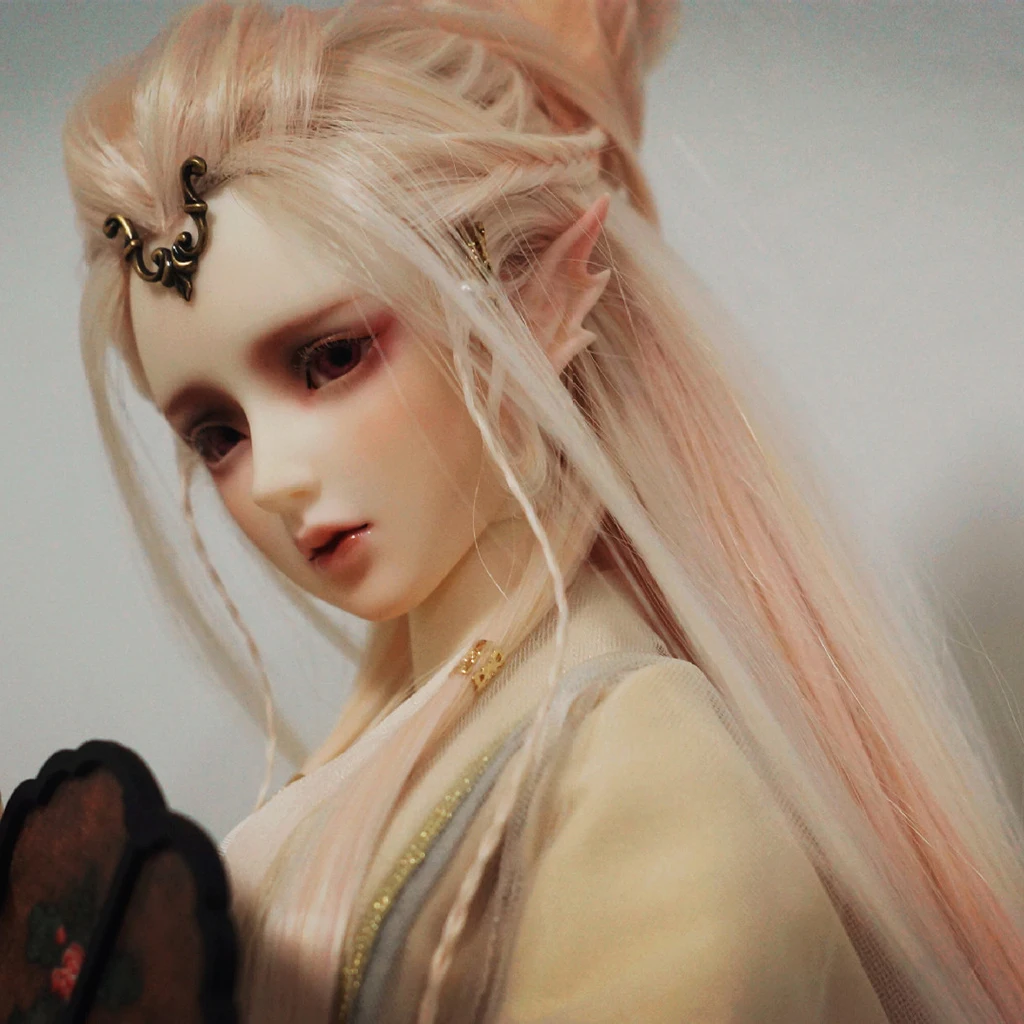 1/3 Ball Joint Doll 9-10inch BJD Full Wig Pink-white Hair for DZ Volks Doll Hairpiece Supplies Accessory