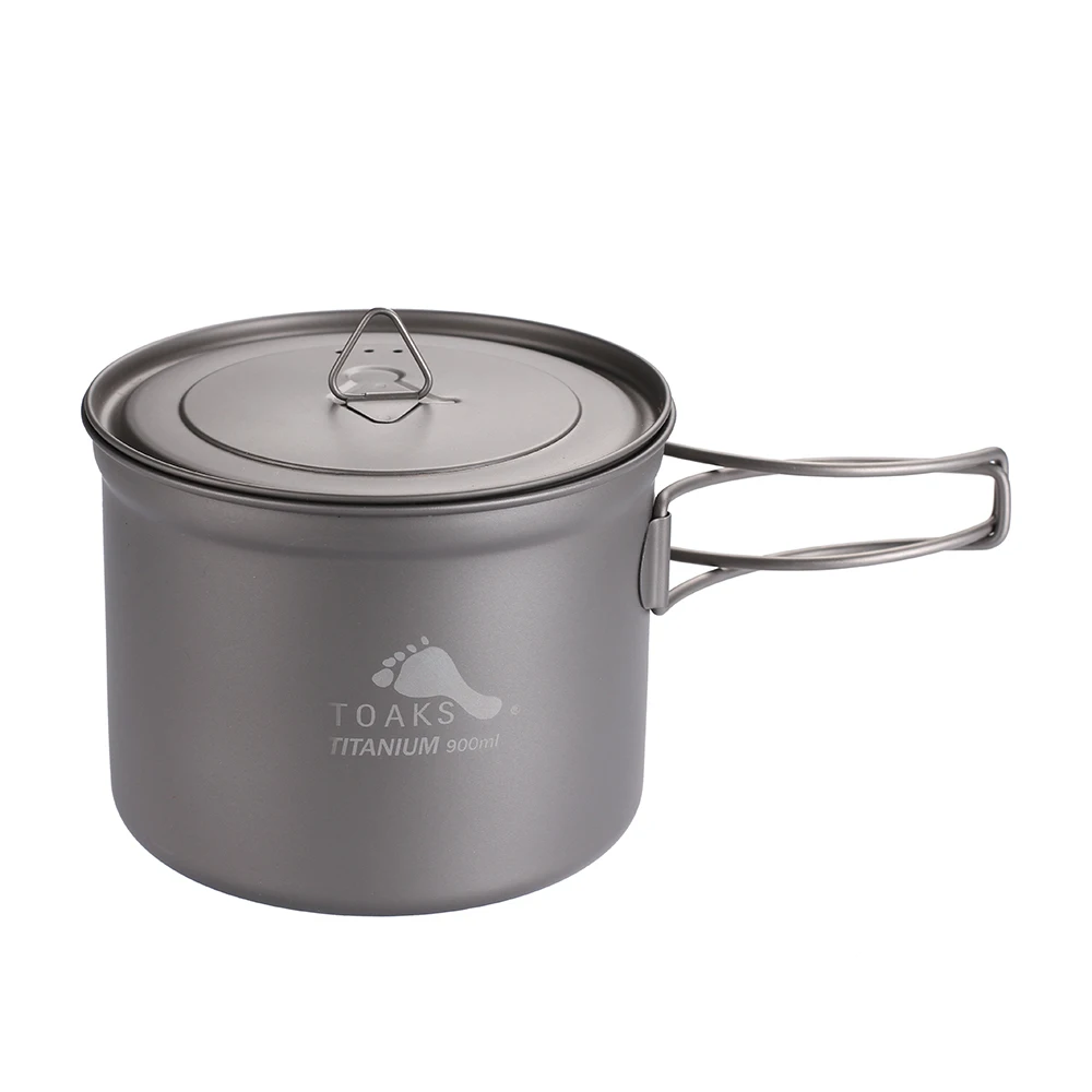 

TOAKS Outdoor Camping Titanium Cup 900ml Ultralight Titanium Pot with cover and Folded handle POT-900-D115