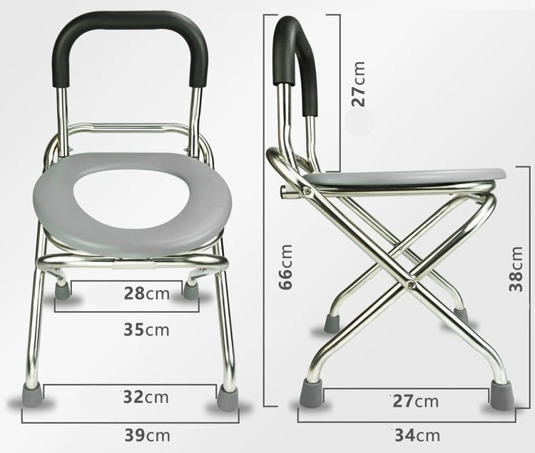 Домашний стул для пожилых людей со спинкой из нержавеющей стали, стул для кормления, Складной Безопасный стул для беременных женщин